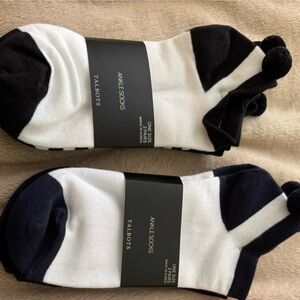 Talbots Casual Ankle Socks - Black/White and Navy/White sets